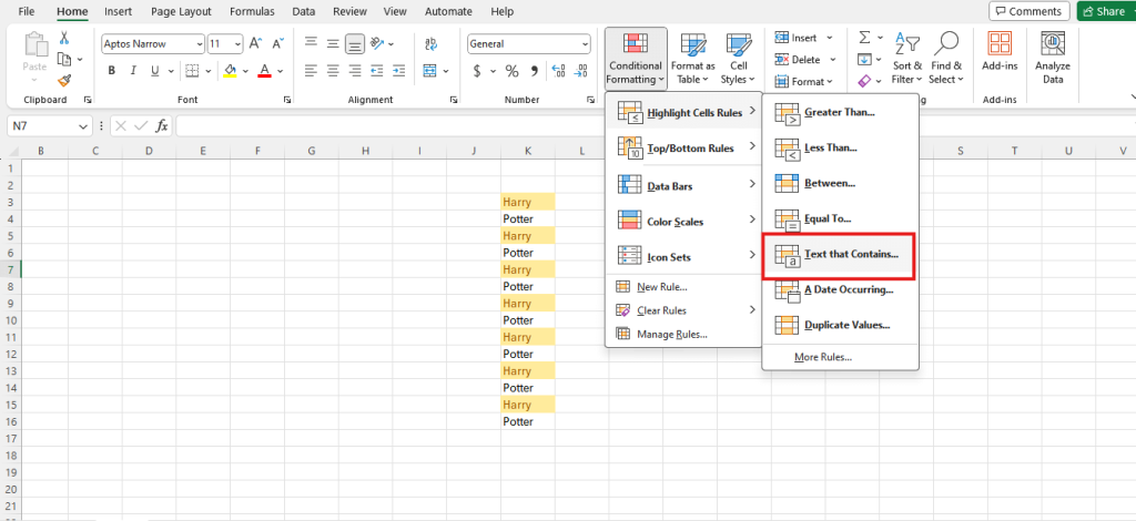 conditional formatting